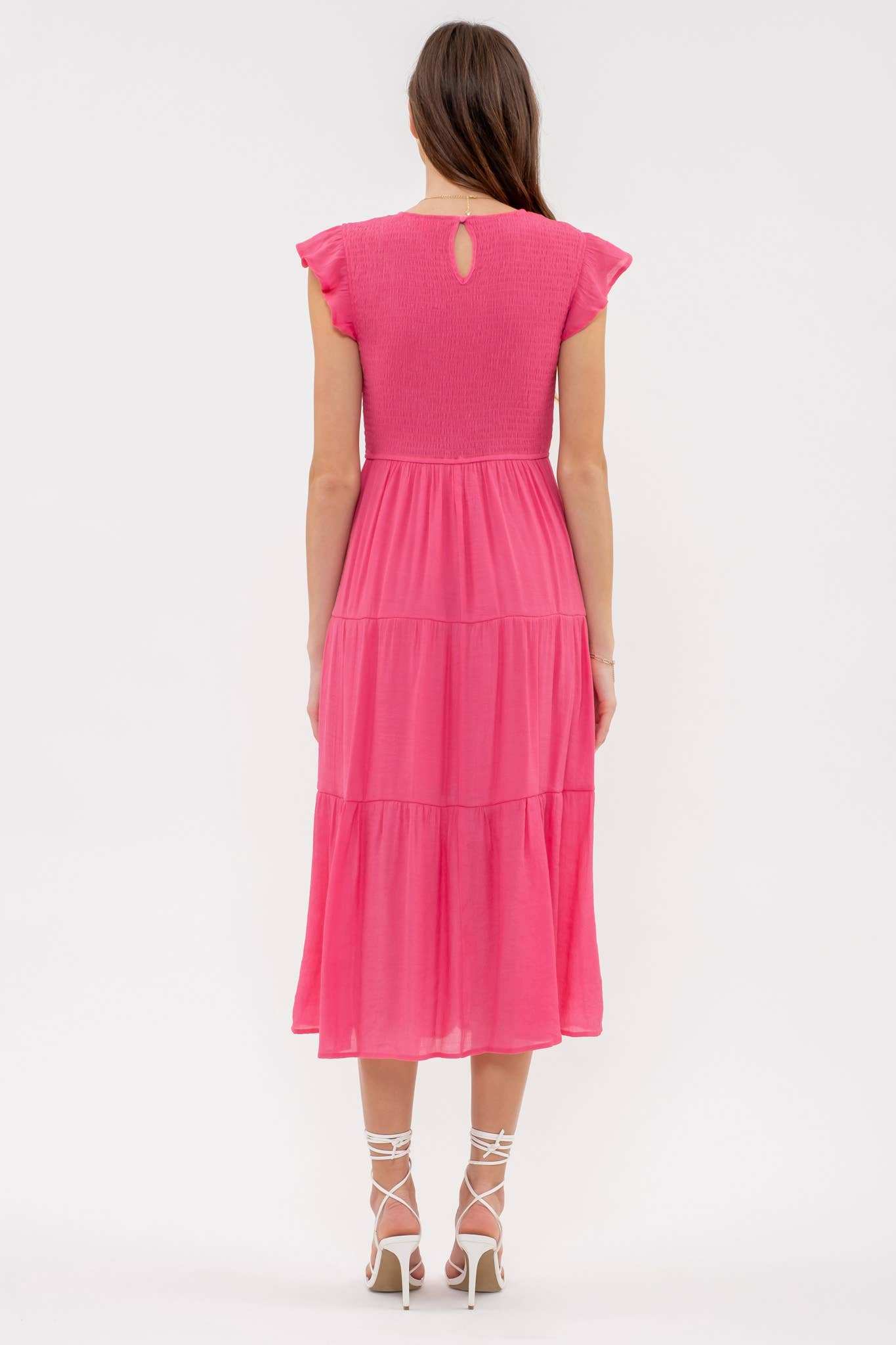 Blu Pepper - Venta al por mayor Vestido - Mujer - Vestido midi con volantes y cuerpo fruncido62