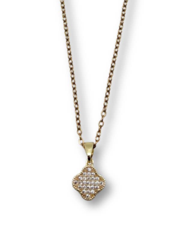 MI2118 Dainty CZ Clover NK for wholesale by LB Mint by Le Glitz Collection