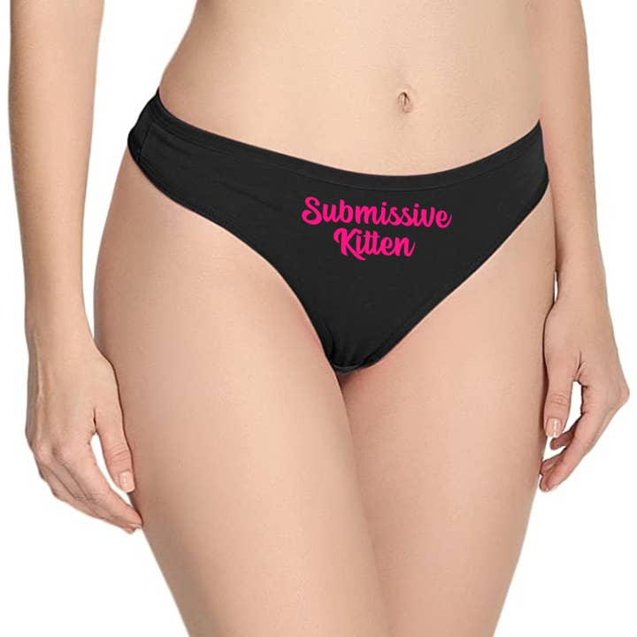 Submissive Kitten Cotton Thong Panties for wholesale by Bound Kitten