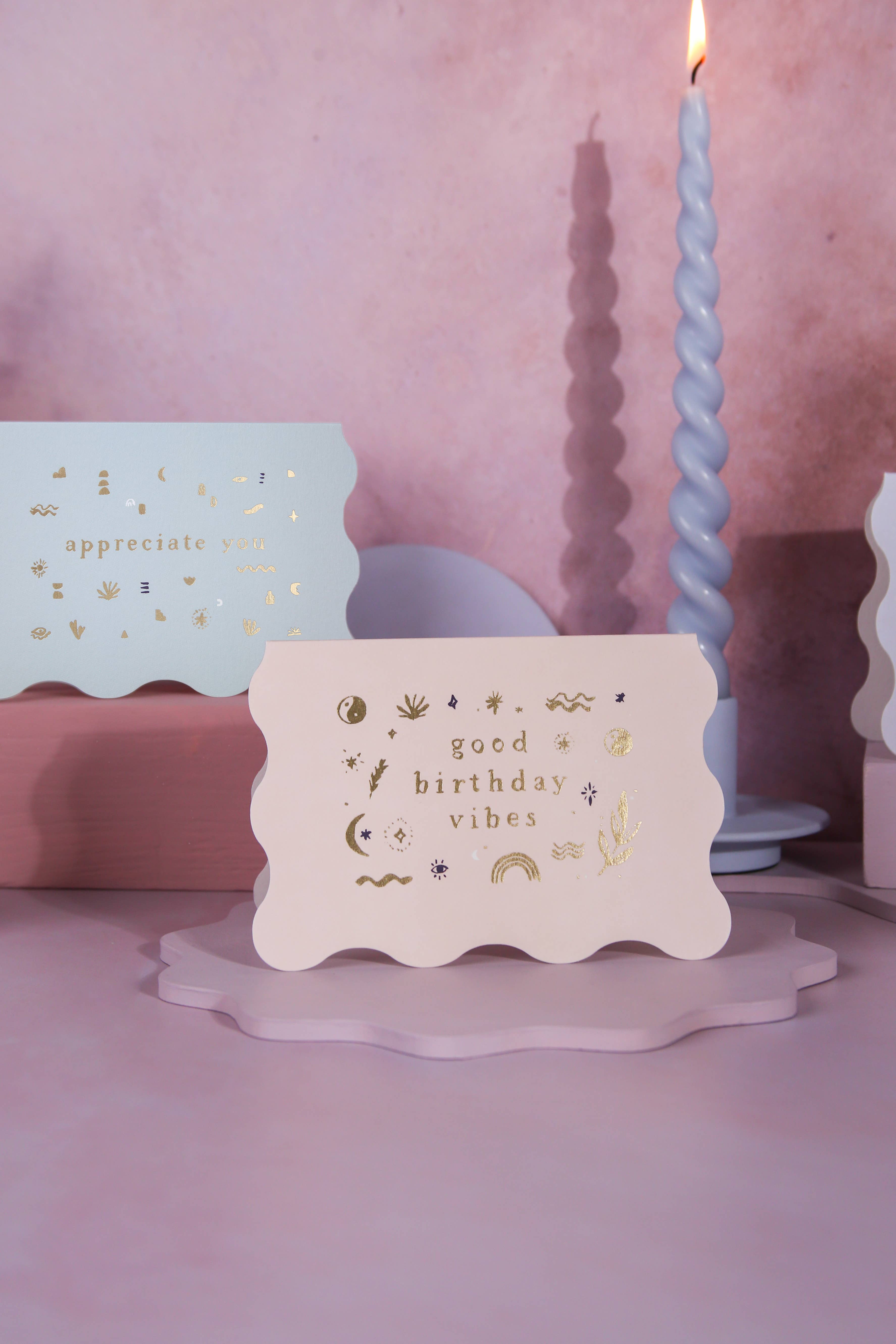 Sister Paper Co. – wholesale Birthday card – Good Vibes Birthday Card | Greeting Cards | Minimalist Card2