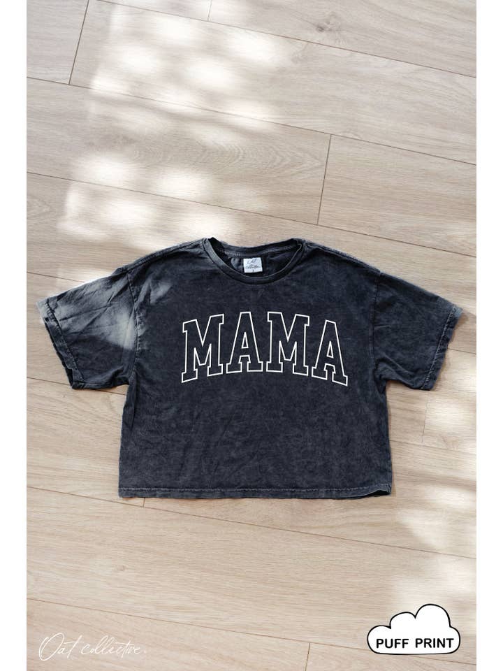 OAT COLLECTIVE - Wholesale Screen Printed T-Shirt - Women's - MAMA OUTLINE PUFF Cropped Mineral Graphic Top 5