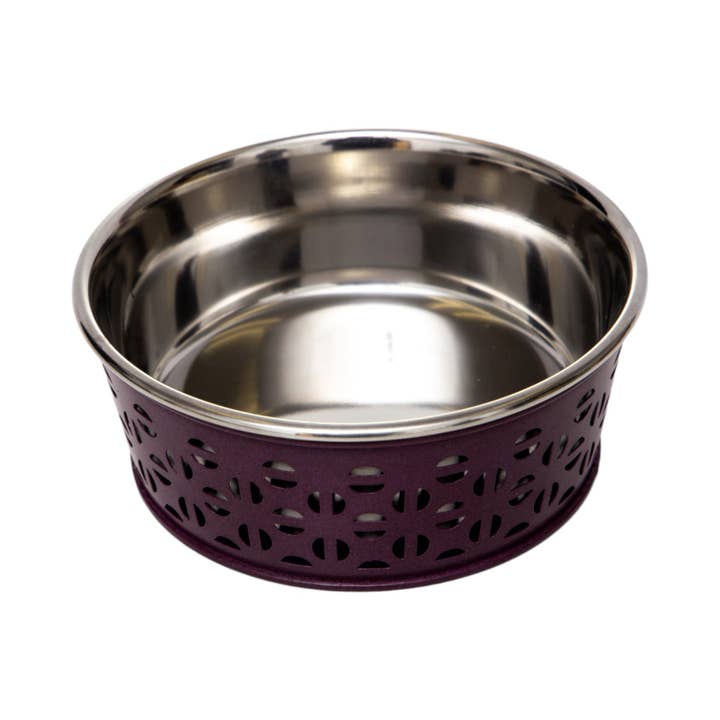 Jojo Modern Pets - Wholesale Pet Bowl - Cat/Dog - Eco-Friendly Stainless Steel Farmhouse Dog Bowl - Plum Wine