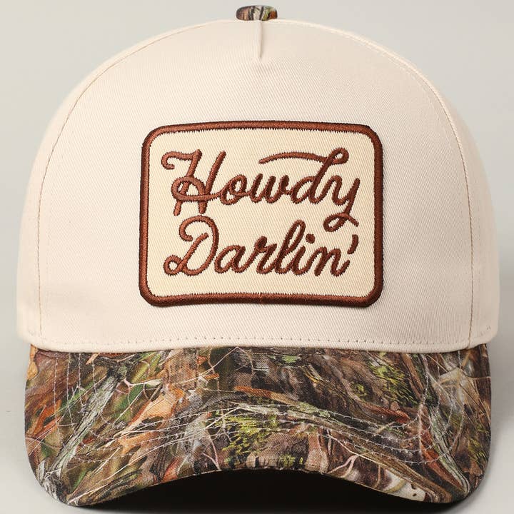 CAMO Howdy Darlin' Embroidery Patch Cap for wholesale on Faire