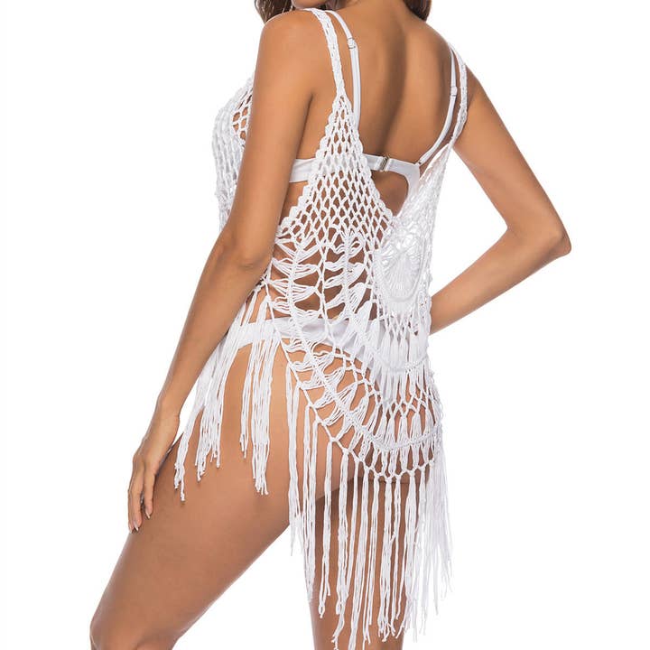 Funkyrel® Atzbranding Limited - Wholesale Swim Cover Up - Women's - Sexy Hand-Crocheted Fringe Cover-Up Camisole Dress