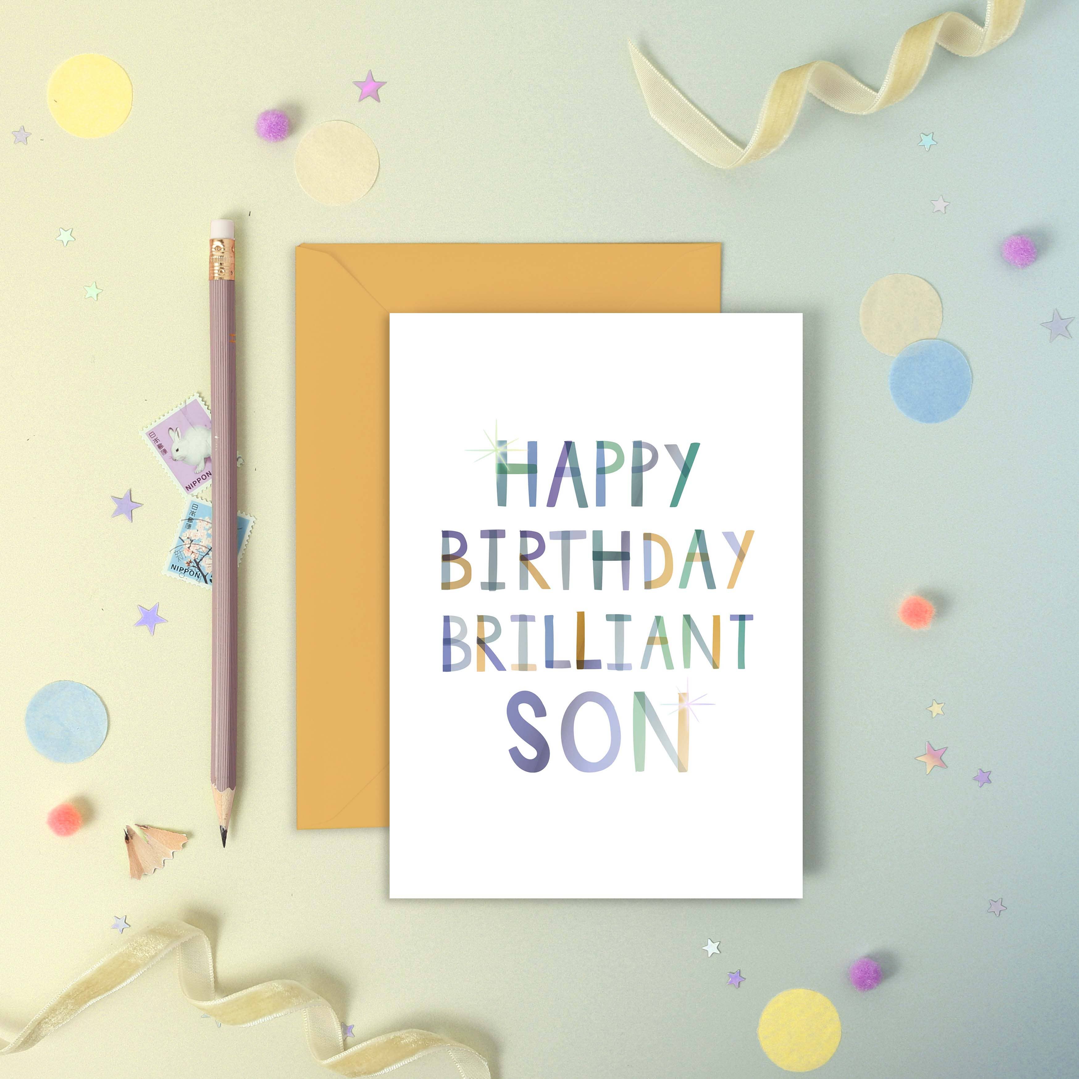 Two For Joy Illustration - Wholesale Birthday Card - Happy Birthday Brilliant Son - Luxury Birthday Foiled Card
