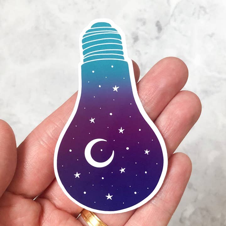 Autocollant en vinyle pour ampoule céleste, autocollant transparent pour la vente par Anita Ivancenko