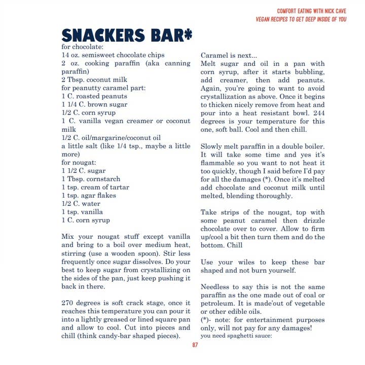 Microcosm Publishing & Distribution - Wholesale Cookbooks & Food - Comfort Eating With Nick Cave: Vegan Recipes1