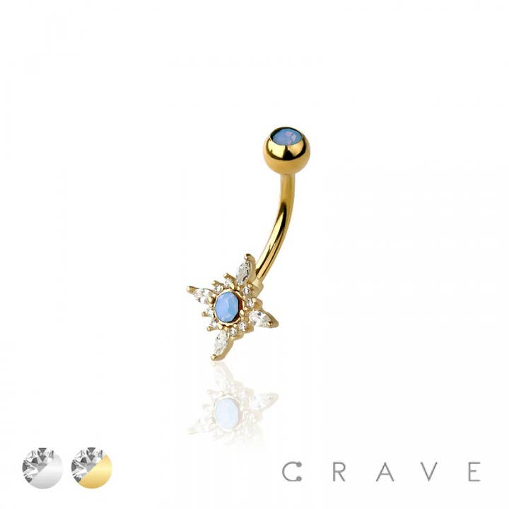 316L CHIRURGENSTAHL STERNENEXPLOSION CZ UND OPALSTEIN NICHT HÄNGEND für den Großhandel von CRAVE BODY JEWELRY