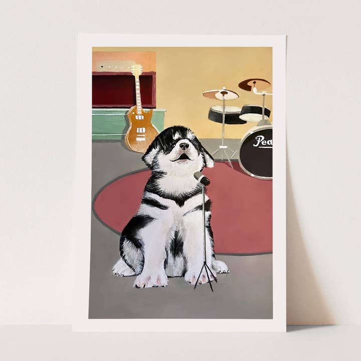 Pawssionate Art - Wholesale Art Print - Singing Husky Art Print, Cute Dog Wall Art0