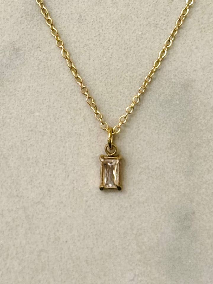 Minimal Rectangular Form Necklace w White Zirconia for wholesale by Cassette Barcelona