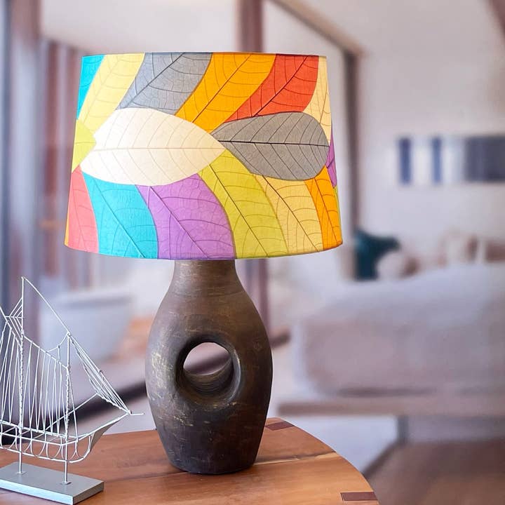 Eangee Home Design – wholesale Lampshade – 18 Inch Tapered Drum Shade Multi Color, Shade Real Leaves