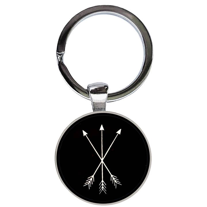Portachiavi con frecce incrociate - bianco e nero per la vendita all'ingrosso da parte di Bassin And Brown