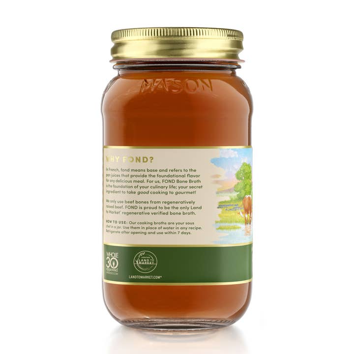 Fond Bone Broth - Wholesale Broth - Regenerative Grass-fed Beef Bone Broth 24oz