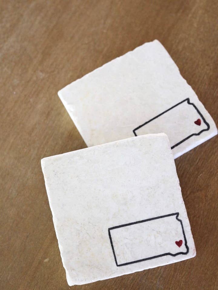 Dessous de verre du Dakota du Sud pour la vente par Lace, Grace & Peonies Marble Coasters