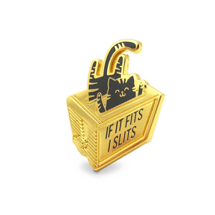 Black Cat In Toaster Enamel Pin for wholesale by Compoco