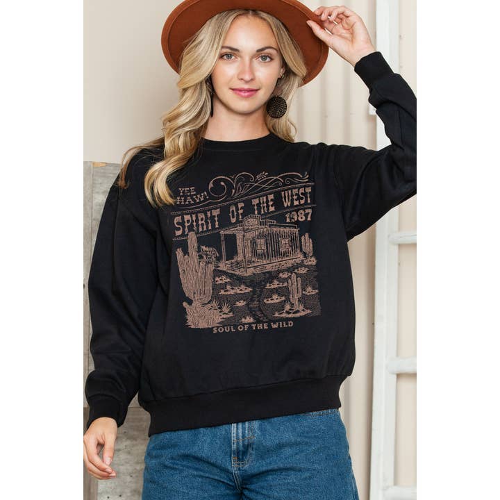 Amused by Blue - Wholesale T-Shirt (Graphic) - Women's - Spirit of the West 1987 Crewneck Sweater1