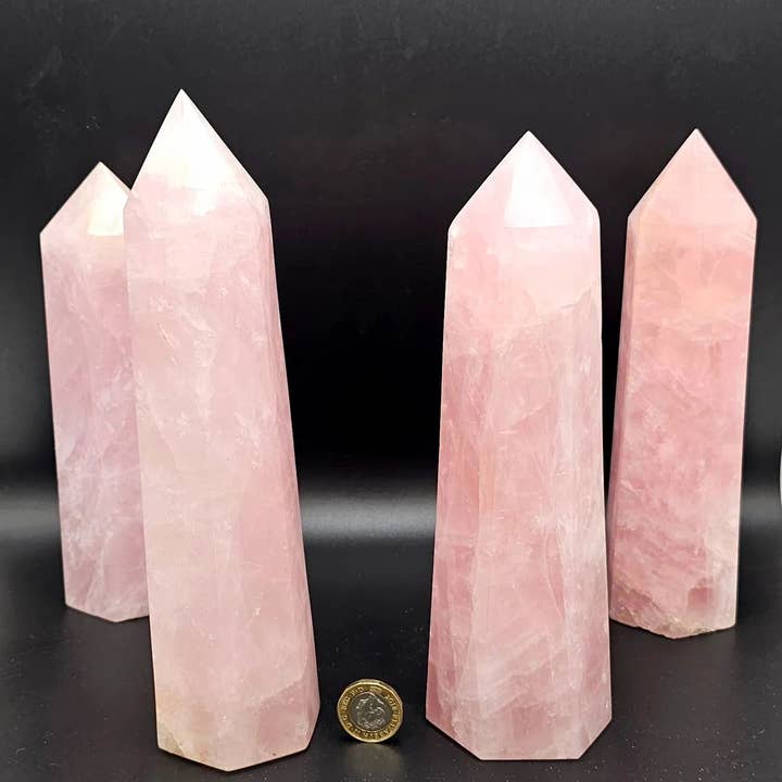 Distinction Crystals - Wholesale Spiritual Stone/Crystal - Large Rose Quartz Crystal Prisms - Towers 1KG - 1.15 KG