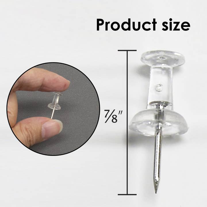 Luna Office Supply - Everyday Essential - Wholesale Push Pin - Clear Transparent Push Pins - Pack of 100