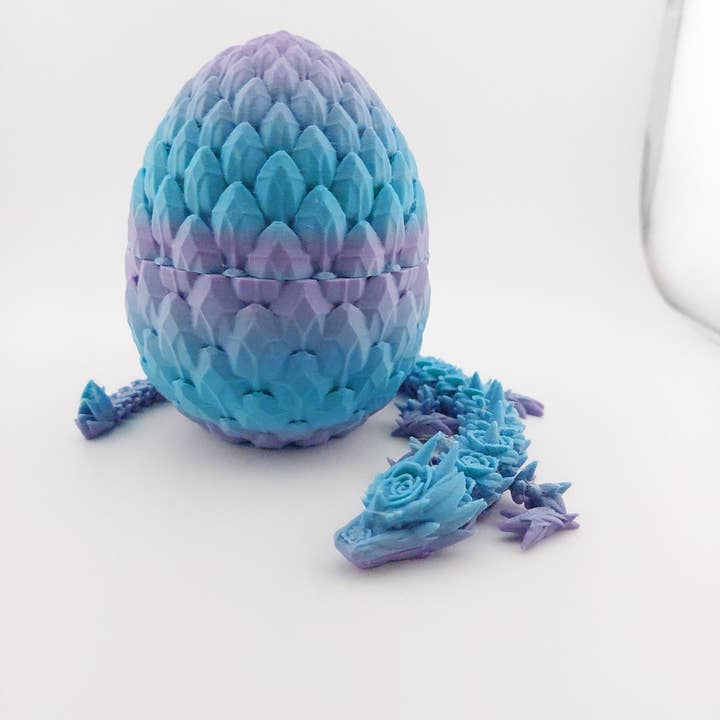 The Geek Galleria - Wholesale Fidget Toy - Kids - 12 Inch Rose Dragon And Matching Egg! - Articulated - Cinderwing3d - 3D Printed Dragon - Unique Gift