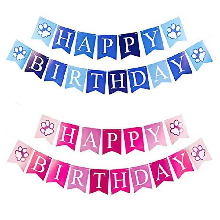 Happy Birthday Cute Dog Party Decor Banner for wholesale by Candles Meta