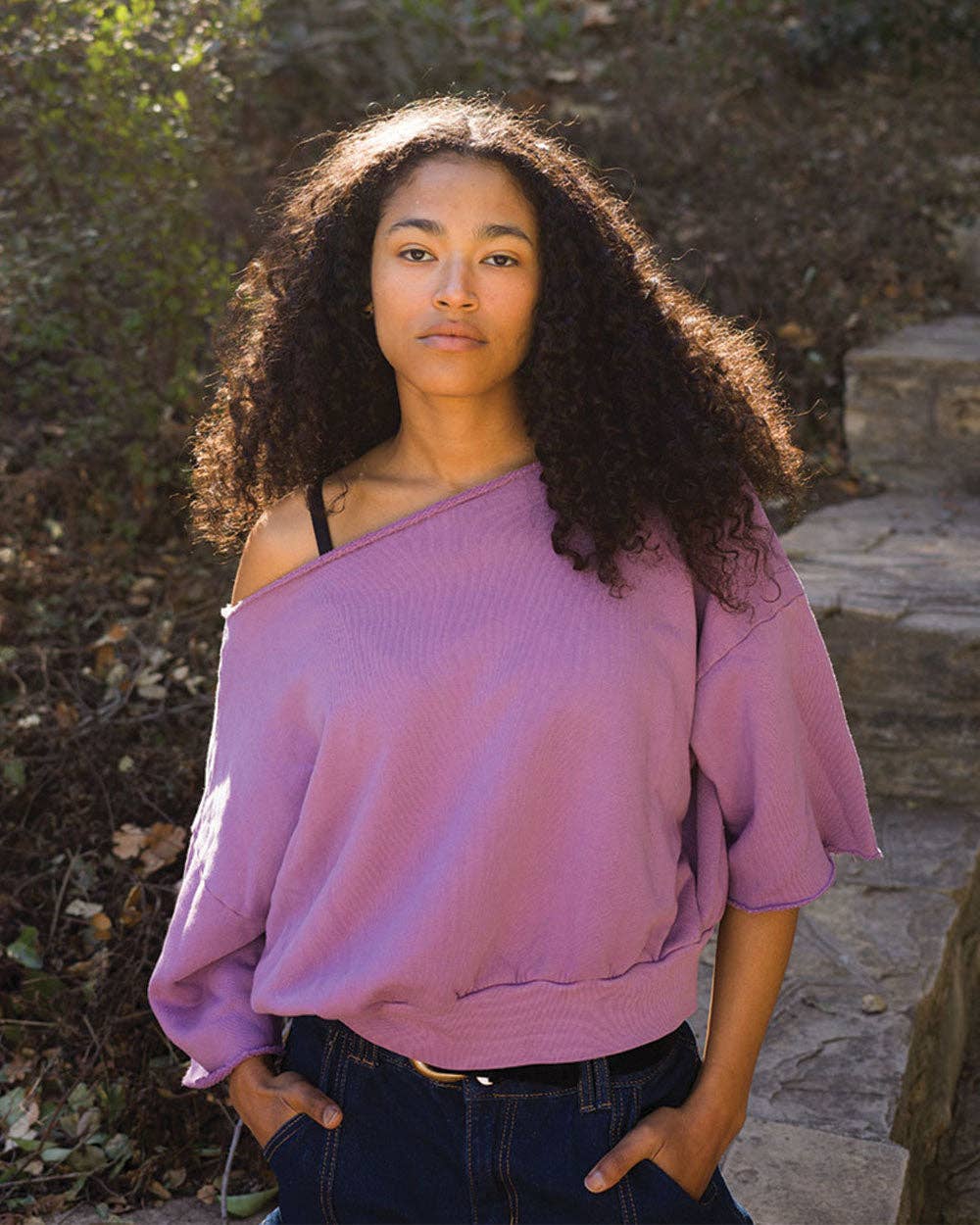 US Blanks - Wholesale Sweatshirt - Women's - Off the Shoulder Boat Neck Raw Edge - Cotton Twill Fleece0