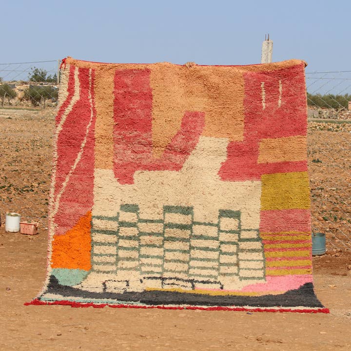 MUSMUSRUGS - Wholesale Rug Pad - Abstract Multicolor Moroccan Wool Rug, 100% Handmade0