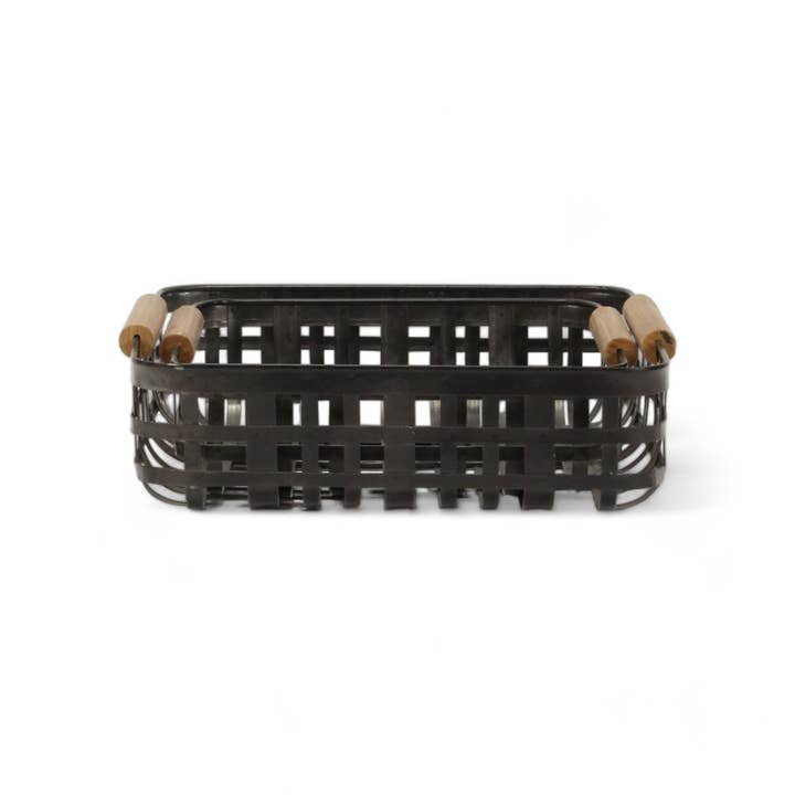 Cheungs Home Decor – wholesale Decorative tray – Set of 2 Galvanized Metal Trays - Wood Handles - Grey2