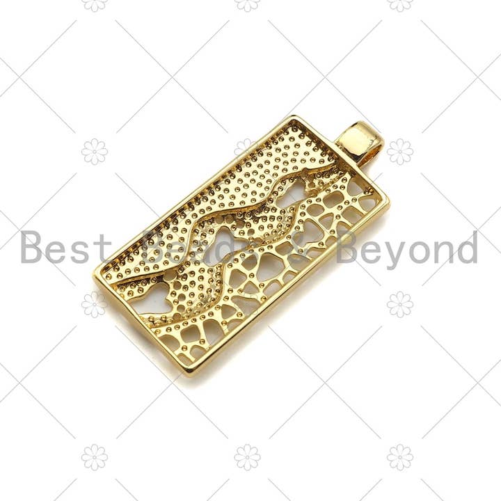 BestBeads&Beyond - Wholesale Individuele bedel/hanger - Holle voet op rechthoekige vorm hanger, 18K gouden charme, ketting armband charme hanger, 6x37mm, Sku #FH169