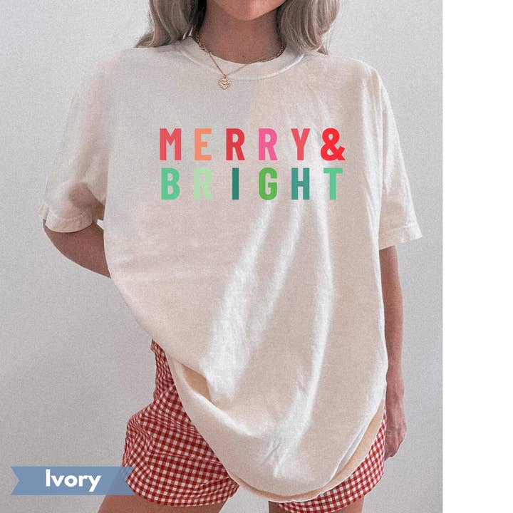 Merry And Bright Comfort Colors Shirt, Minimalist Christmas for wholesale by Glaime