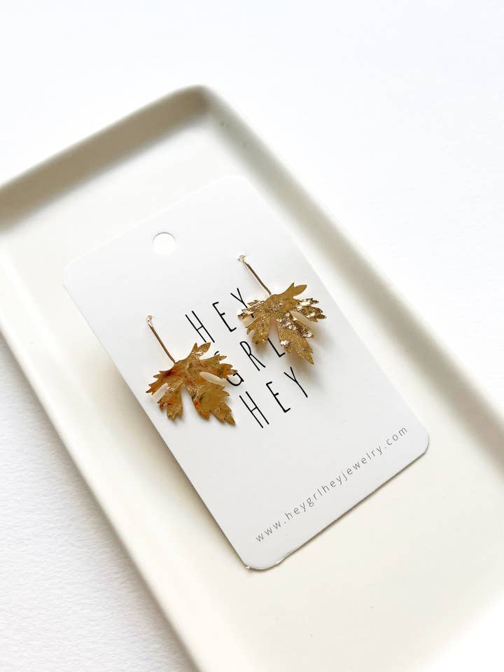 The Maple Leaf Earrings in Gold for wholesale by Hey Grl Hey Jewelry
