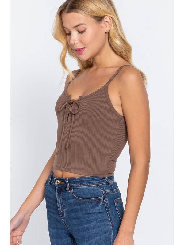 Active Basic | Active USA - Venta al por mayor Camisola - Mujer - Cami de punto acanalado grueso con cuello en forma de corazón