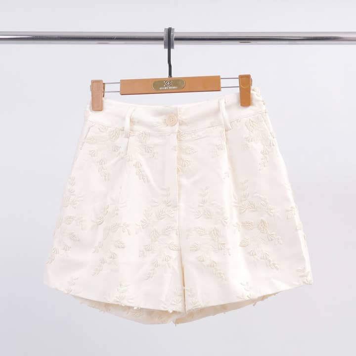 Floral Embroidery Satin Shorts MJ257292 for wholesale by Cecile Wang