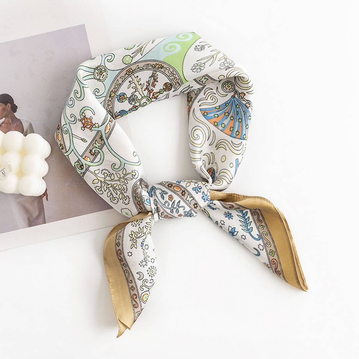 ACCITY - Wholesale Scarf - Women's - Floral Satin Square Scarf for Women’s Elegance_CWASC04981