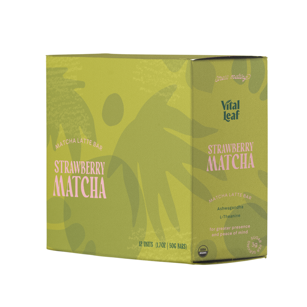 Vital Leaf - Vente Barre chocolatée - Tablette de chocolat Matcha pour réduire le stress et améliorer la concentration : boîte de 125
