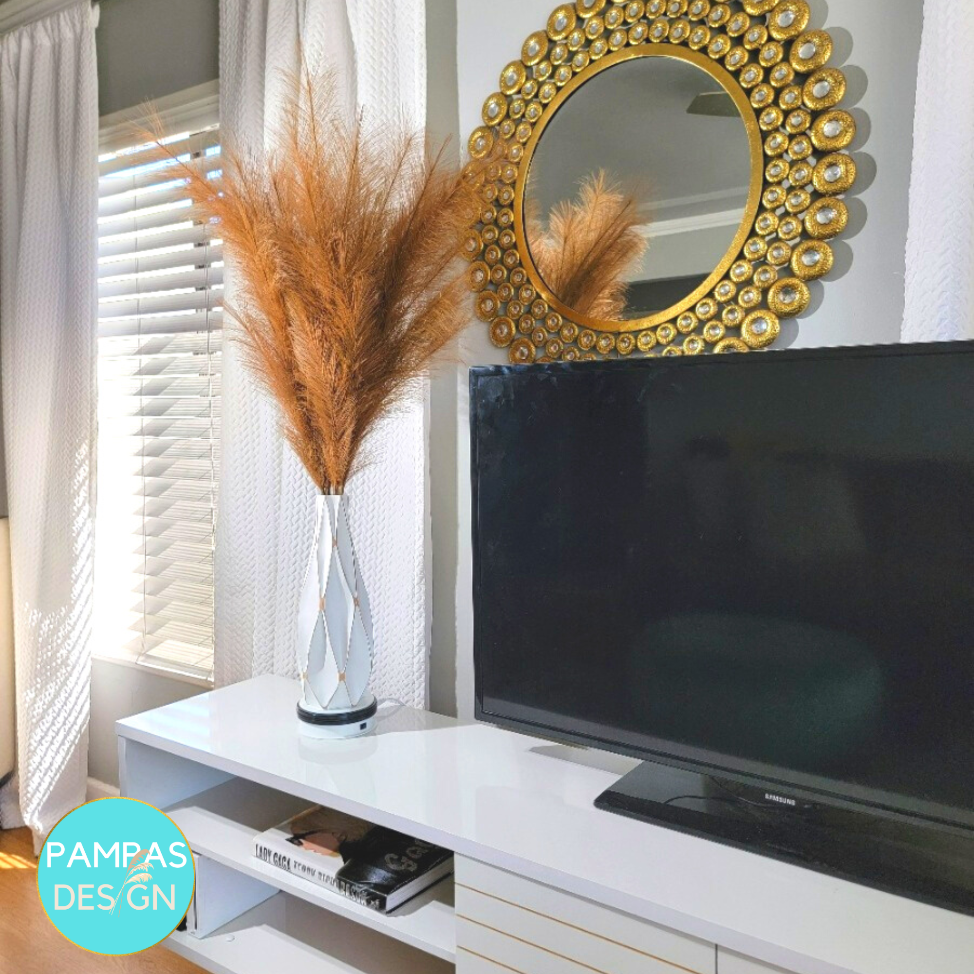 Pampas Design - Vendita all'ingrosso Fiori secchi/pressati - Erba di pampa bianca sintetica sintetica alta 45»9