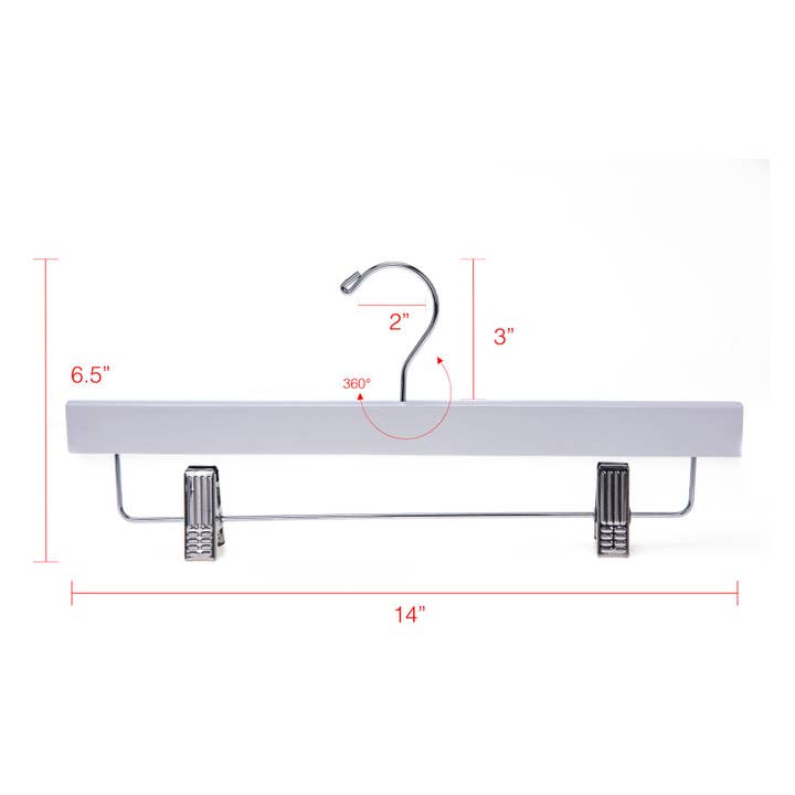 Quality Hangers - Wholesale Clothes Hangers - W043 - Wooden Straight Skirt Hangers, 14", White 120 pcs