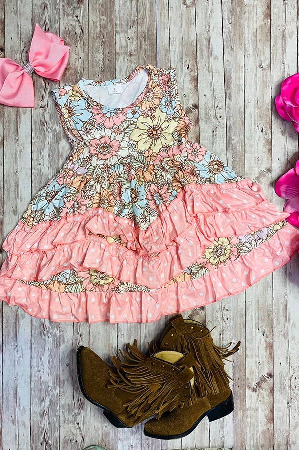 luluclothes - Wholesale Dress - Kids - 12413MZ Pastel multicolor floral ruffle girls dress2