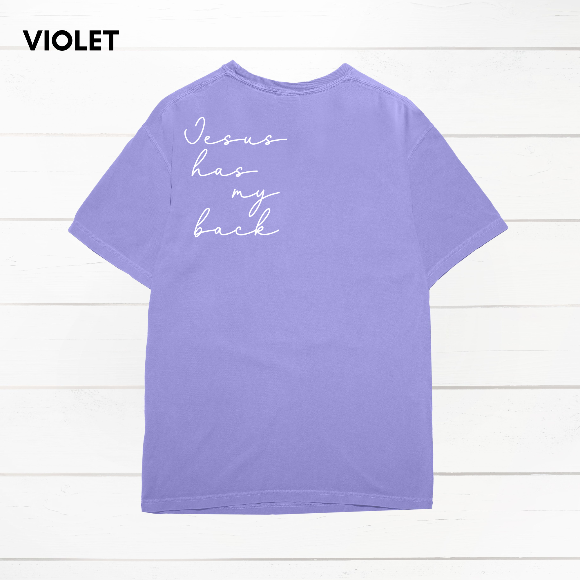 Faith & Life Christian Brands - Wholesale Screen Printed T-Shirt - Women's - Jesus Has My Back Comfort Colors Heavyweight T-Shirt13