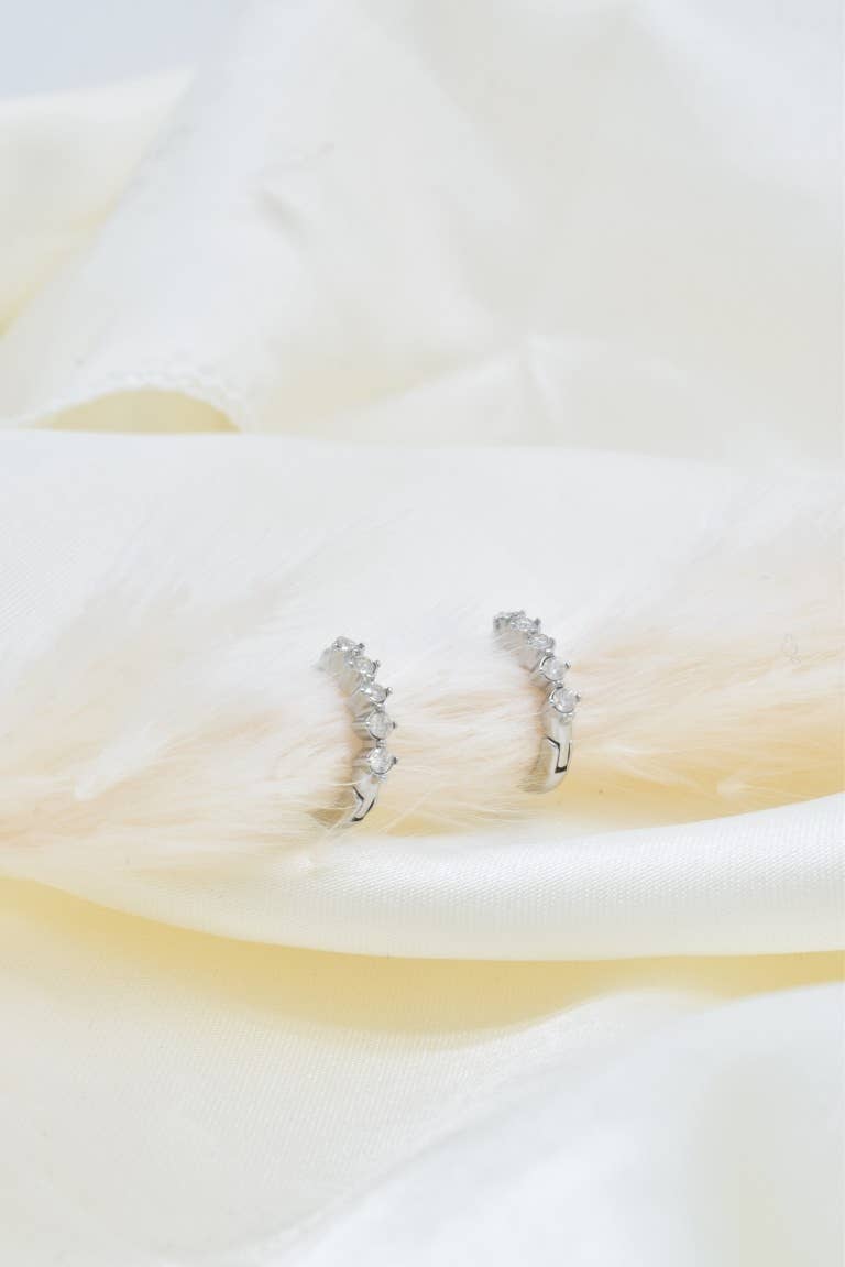 Kapyco - Wholesale Hoop Earrings - Mini Creole rhinestone in stainless steel - BO1004144