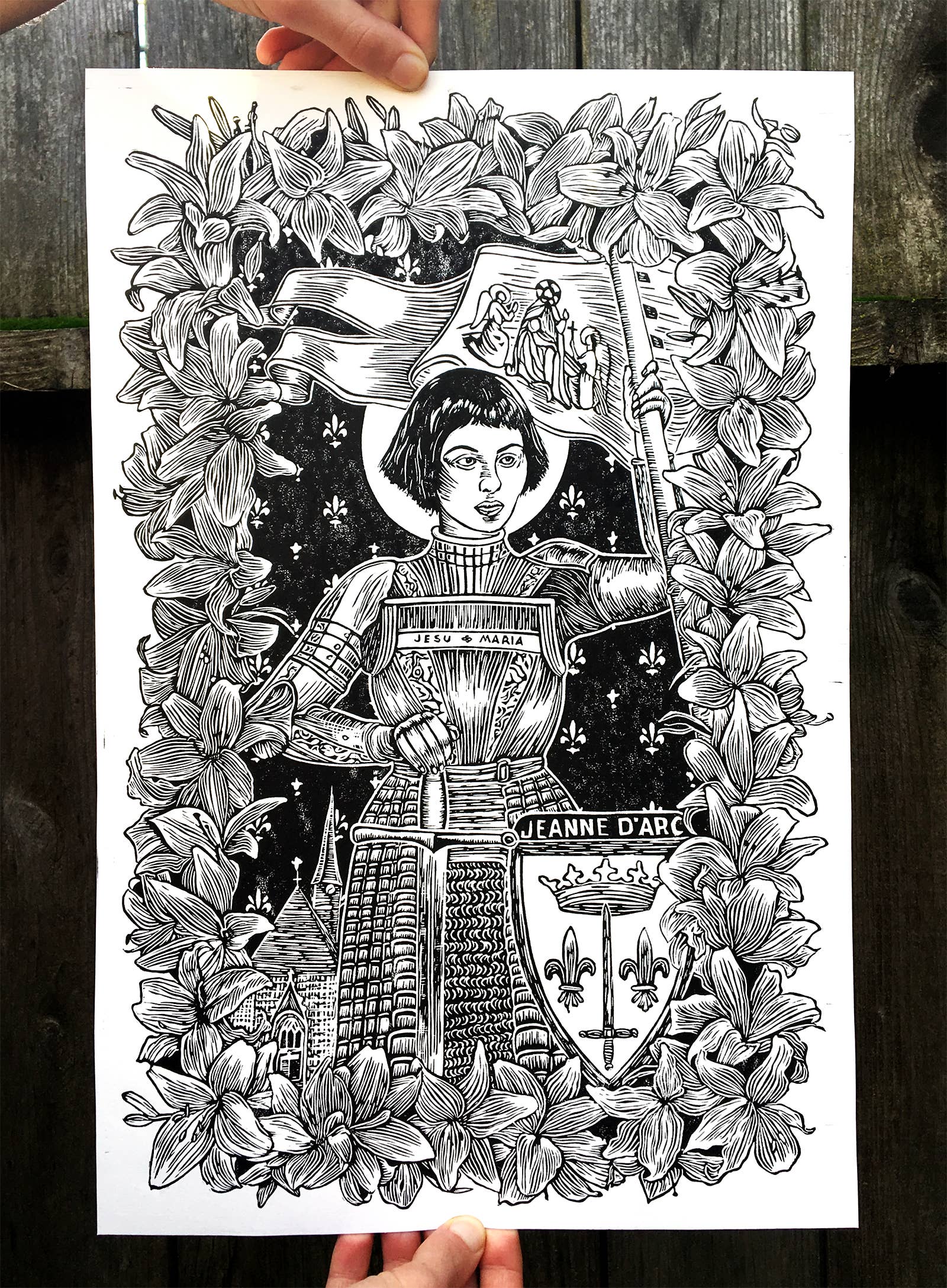 Augury Press - Wholesale Kunstprint - Linosnede Jeanne d'Arc