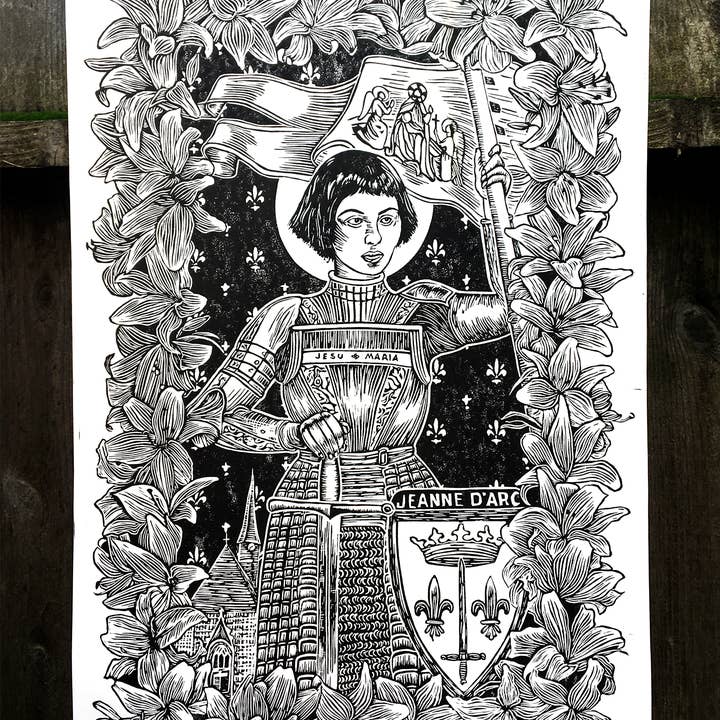 Augury Press - Wholesale Kunstprint - Linosnede Jeanne d'Arc0