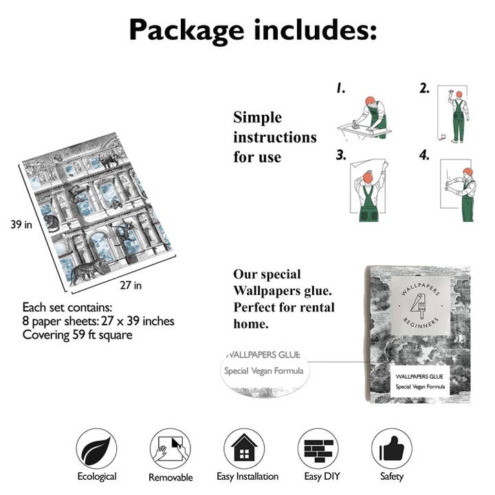 Wallpapers4Beginners - Wholesale Wallpaper - Scimmie su edifici classici Carta da parati4