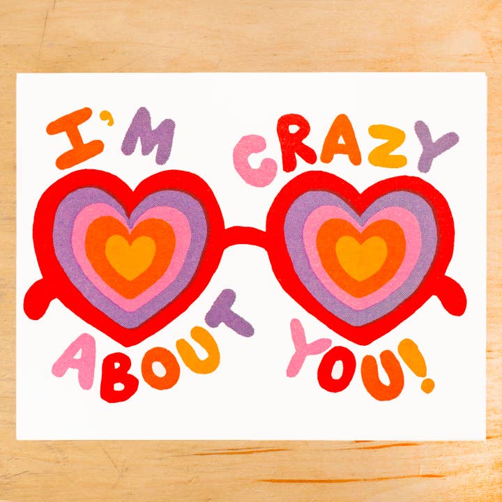 I'M CRAZY ABOUT YOU RISOGRAPH GREETING CARD for wholesale by Alphabet Studios