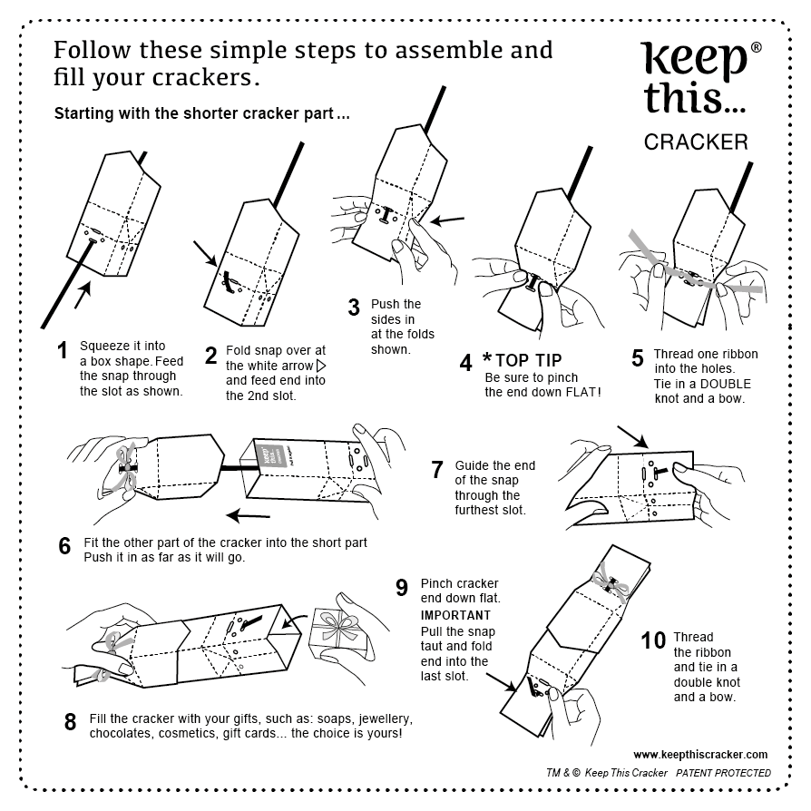 Keep This Cracker – wholesale Christmas decoration – Reusable Crackers pack of 6 - Kraft Snowflake design6