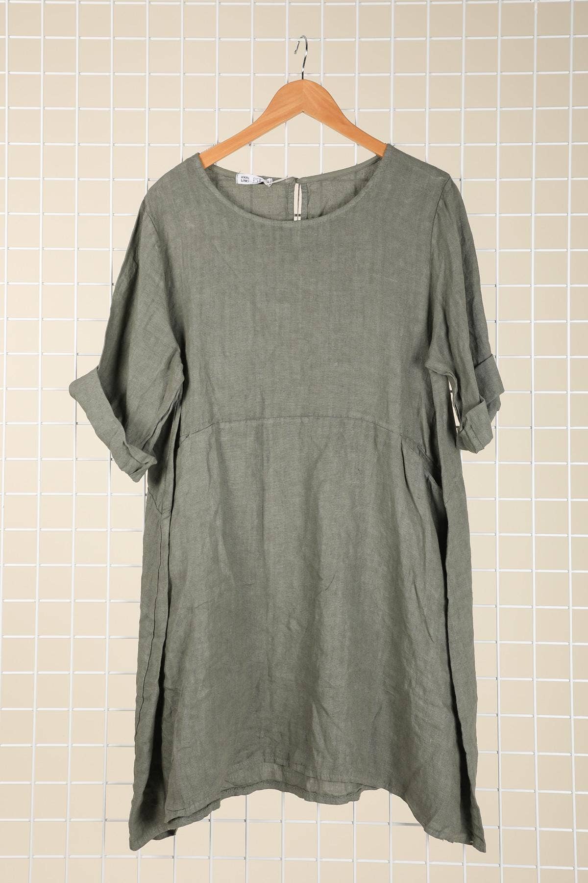 la maison des fibres naturelles – Engroshandel Kjole - Dame – Kort hørkjole med rund hals i 100 % hør 671919