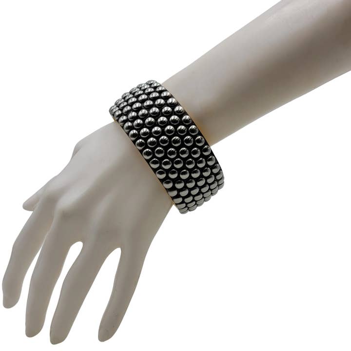 Chunky Brass Bangle Studded Gold Plated Brass Bangle Boho for wholesale by Treasure Jewelry