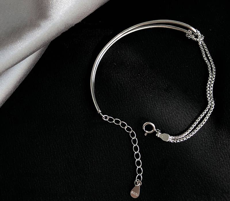 Gemscape UK - Wholesale Charm/Dangle Bracelet - Sterling Silver Half and Half Bracelet - Heart11