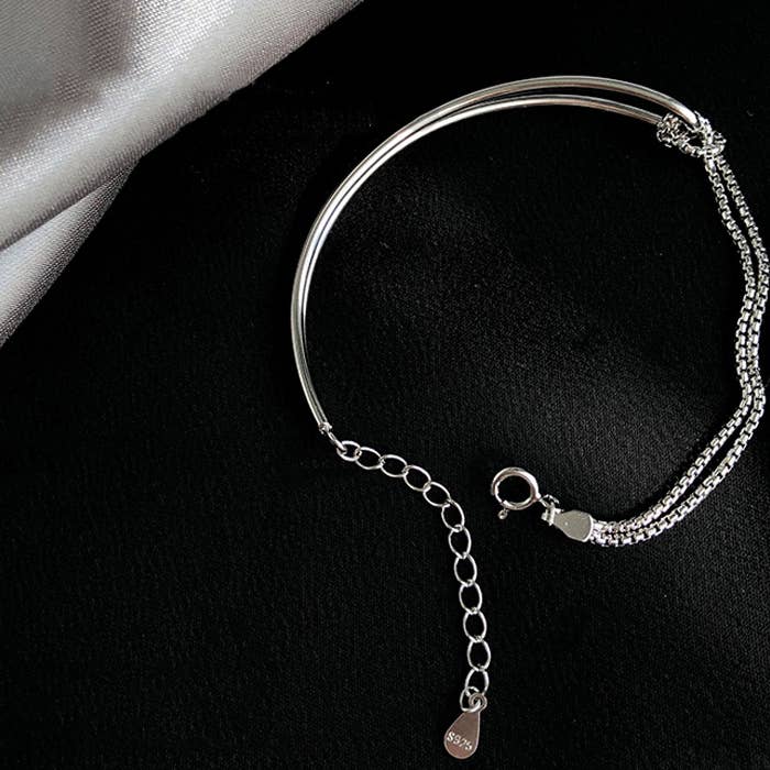 Gemscape UK - Wholesale Charm/Dangle Bracelet - Sterling Silver Half and Half Bracelet - Heart11