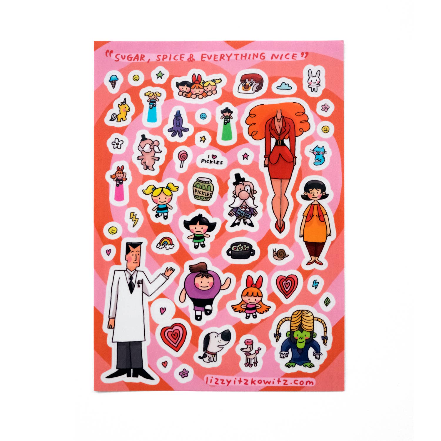 Lizzy Itzkowitz - Wholesale Sticker - Sugar, Spice & Everything Nice Powerpuff Girls Sticker Sheet
