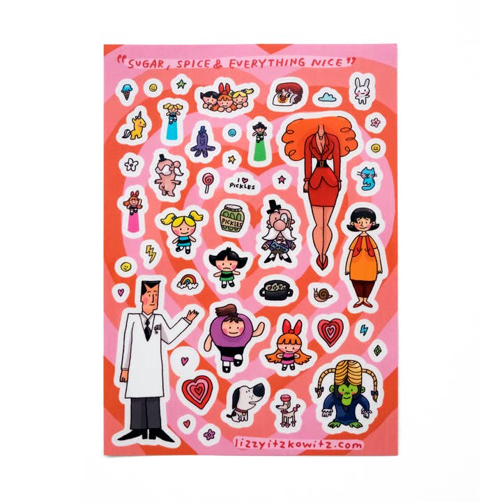 Lizzy Itzkowitz - Wholesale Sticker - Sugar, Spice & Everything Nice Powerpuff Girls Sticker Sheet0